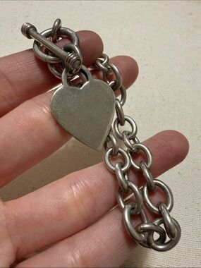 Lovely Sterling Silver 925 India Heart Toggle Charm Bracelet 7.5’ in